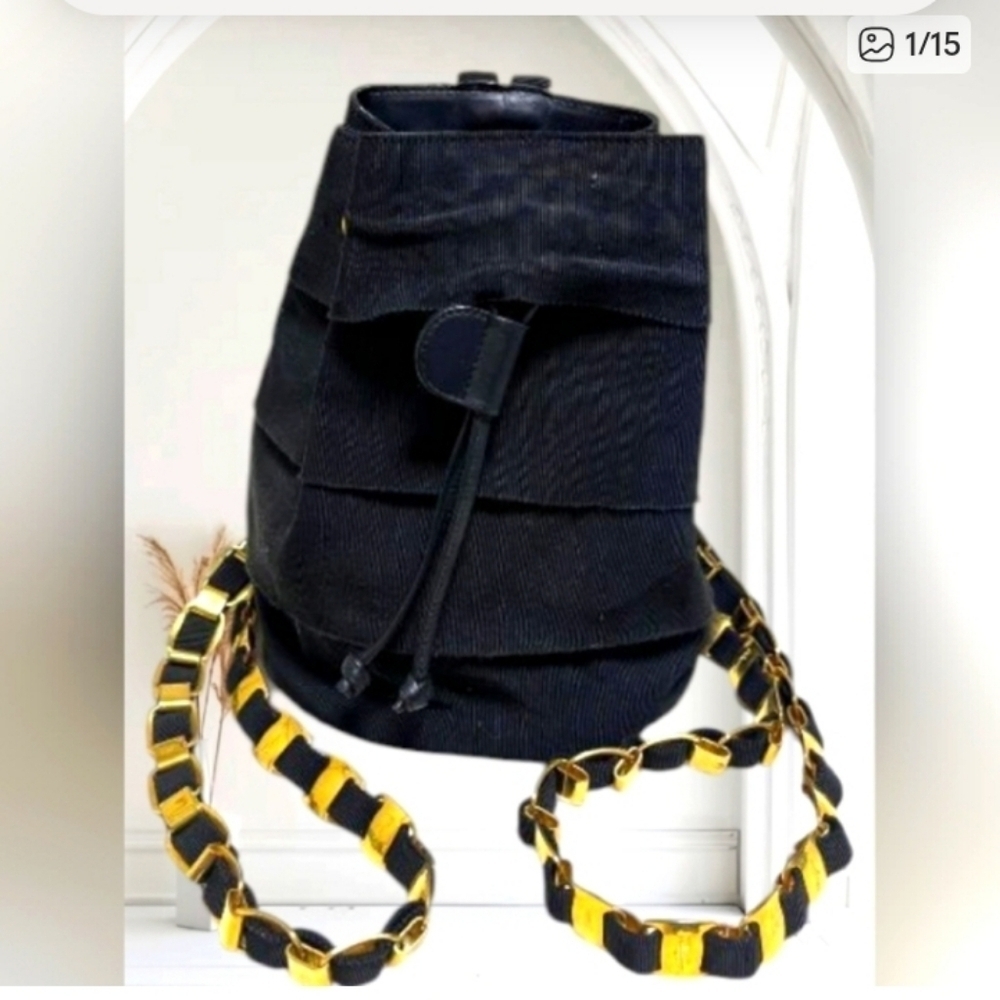 Salvatore Ferragamo Black Vara Backpack Gold Chain - Picture 15 of 16